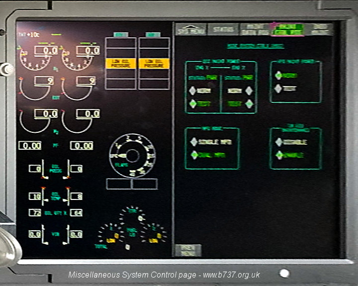 737 MAX Inner DU - EIS and Miscellaneous System Control Page