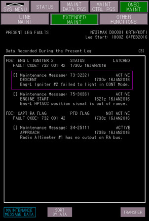 737 MAX - Onboard Maintenance - Line Maintenance Page