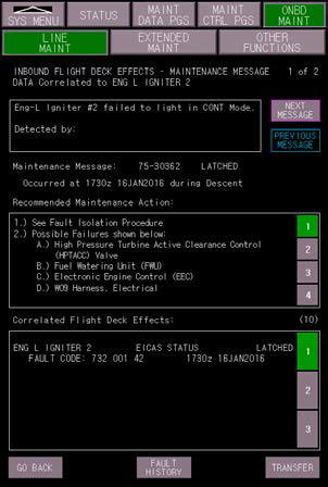 737 MAX - Onboard Maintenance - Line Maintenance Pages - Flight Deck Effects - msg