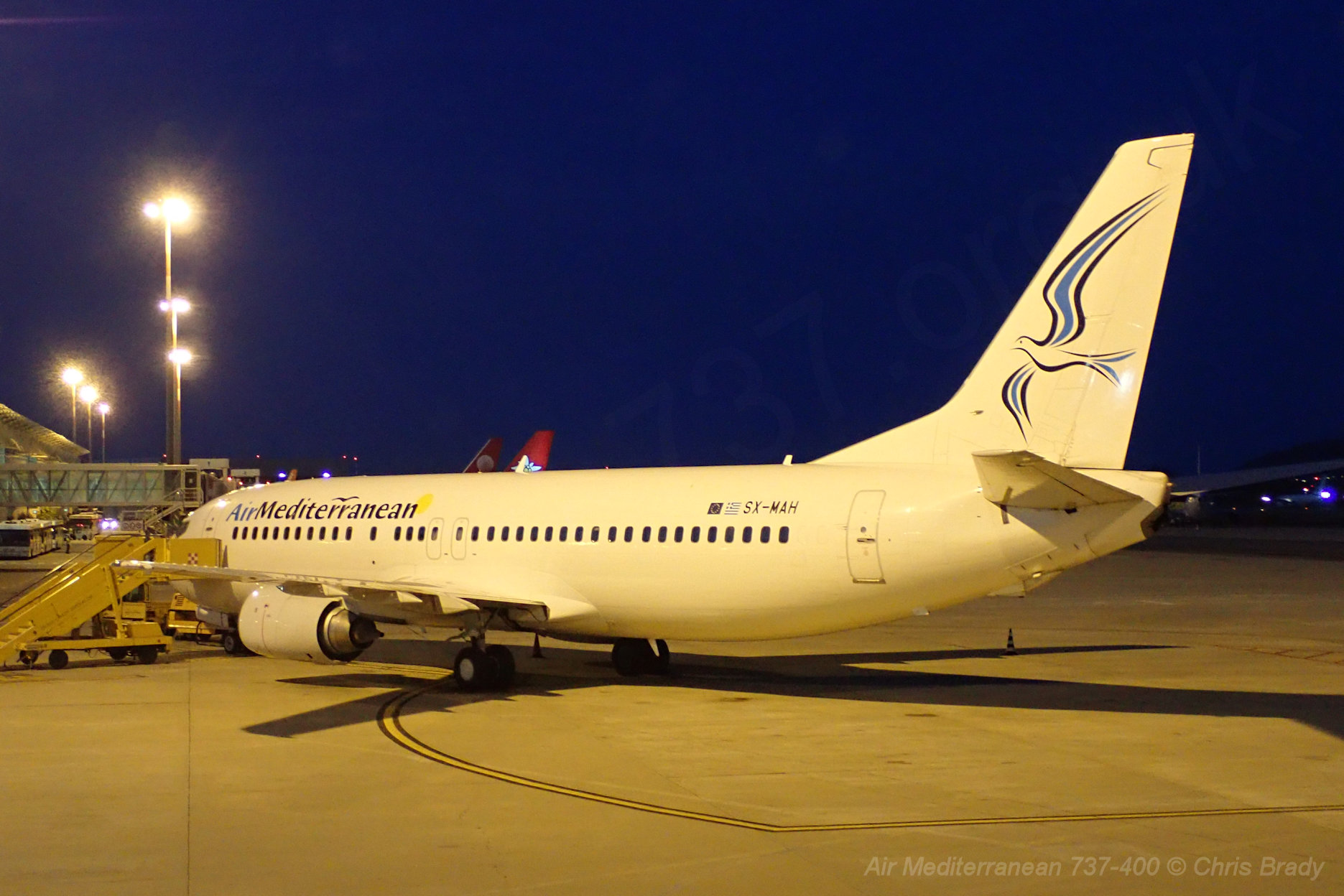 SX-MAH Air Mediterranean Boeing 737-400 at Olbia